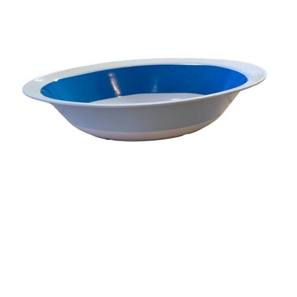 New Blue White Polka Dot Melamine 10 in OVal Vegtable Serving Bowl - Picture 2 of 4